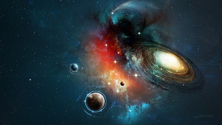 Galaxy Wallpaper, digitale Kunst, Universum, Weltraum, Planet, Galaxie, Spiralgalaxie, Text, Linien, HD-Hintergrundbild