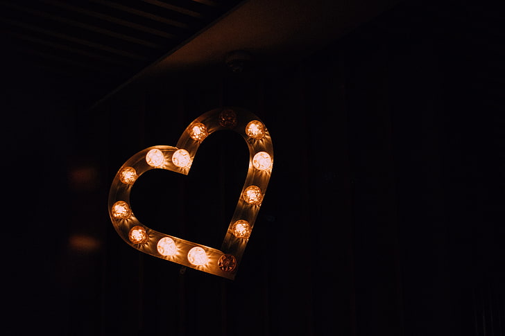 heart shaped light, heart, light, lighting, HD wallpaper