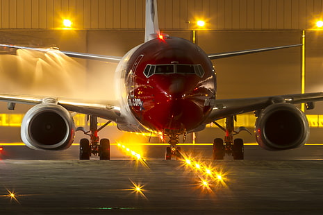 night, lights, airport, the plane, Airbus, HD wallpaper HD wallpaper