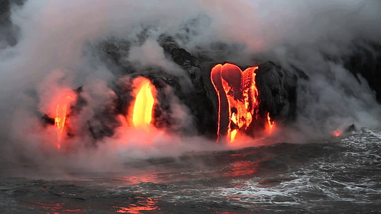 lava rossa, lava, Hawaii, natura, Sfondo HD HD wallpaper