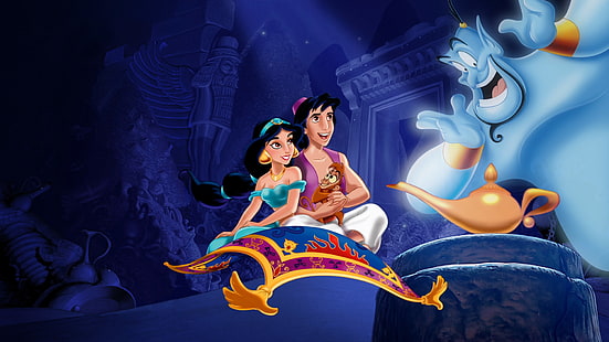 Aladdin and Jasmina Spirit Of Aladdin's Lamp Disney Hd Wallpaper 1920 × 1080, HD papel de parede HD wallpaper
