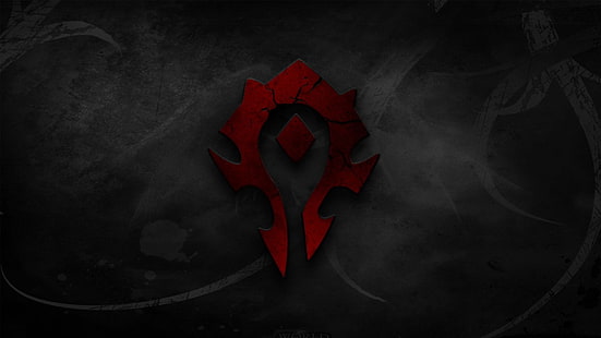 красно-черные обои с логотипом, орда, Warcraft, World of Warcraft, логотип, видеоигры, Blizzard Entertainment, HD обои HD wallpaper