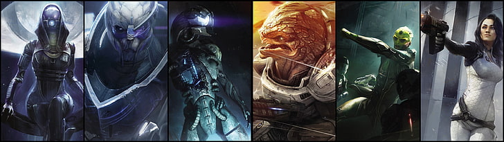 коллаж игровых персонажей, Mass Effect 3, коллаж, видеоигры, Mass Effect 2, HD обои