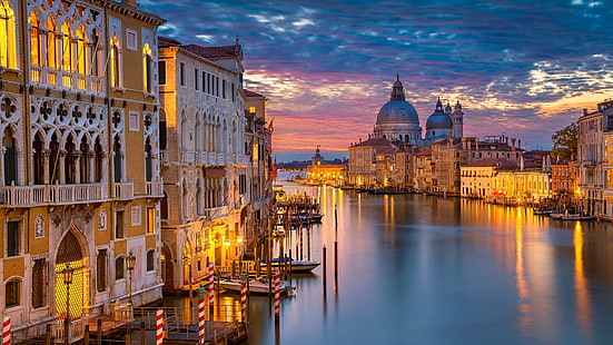 vattenväg, italien, landmärke, santa maria della salute, stadsbild, europa, himmel, kanal, vatten, turistattraktion, kanalen, Venedig, HD tapet HD wallpaper