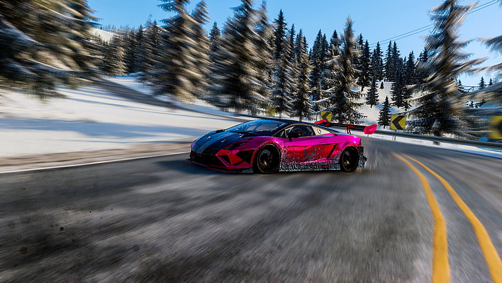 coupé deportivo rosa, The Crew Wild Run, Lamborghini Gallardo Superleggera LP570, deriva, videojuegos, Fondo de pantalla HD