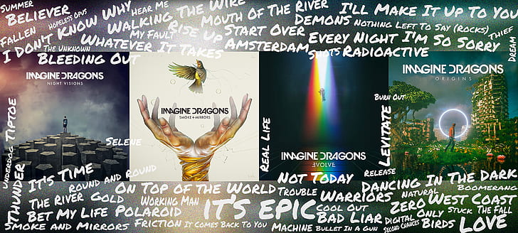 Imagine Dragons, обложки альбомов, фотошоп, HD обои