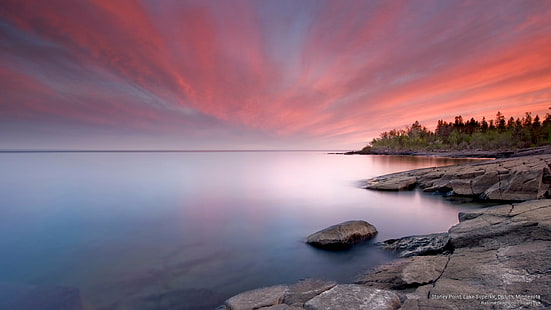 Stoney Point, Lake Superior, 덜 루스, 미네소타, 일출 / 일몰, HD 배경 화면 HD wallpaper