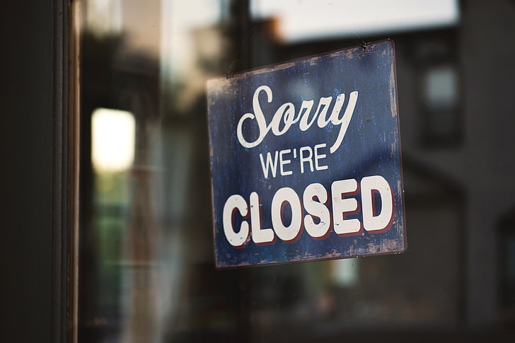 Sorry we're closed signboard, signboard, inscription, closed, HD wallpaper