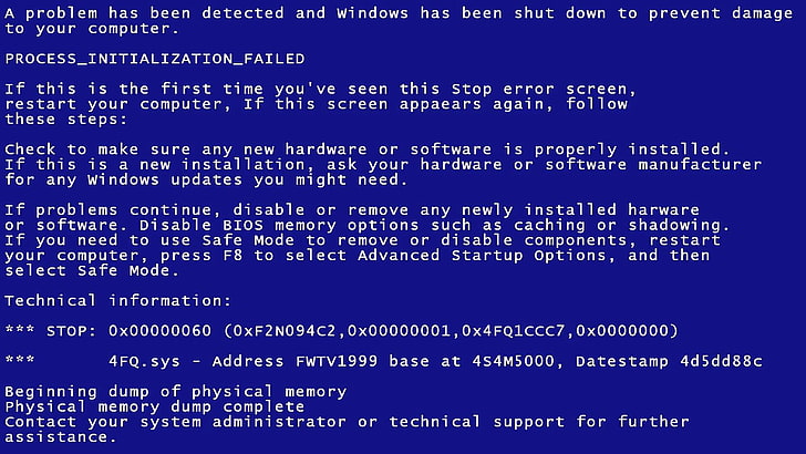 text på skärmdump med blå skärm, Blue Screen of Death, Microsoft Windows, Windows-fel, fel, HD tapet