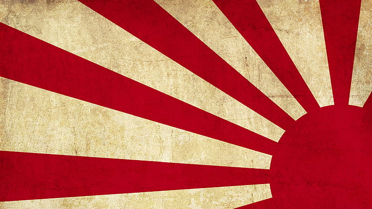 red, Rising Sun, sun, white, HD wallpaper