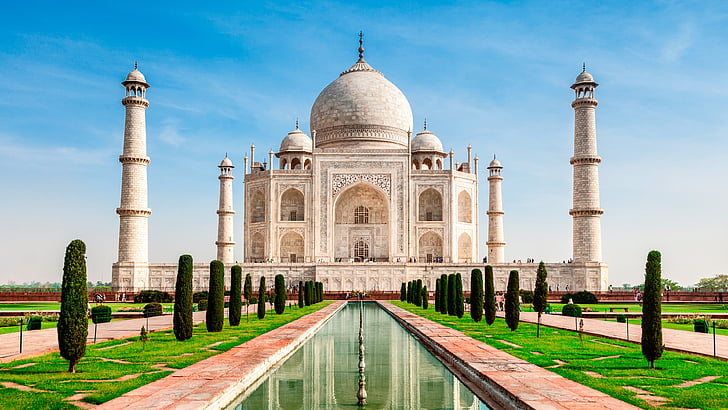 Unesco världsarv, Asien, Indien, Agra, Taj Mahal, 7 underverk av världen, kärleksmonumentet, kärleksmonument, antik historia, historisk plats, himmel, mausoleum, turism, monument, världens underverk, turistattraktion, landmärke, HD tapet