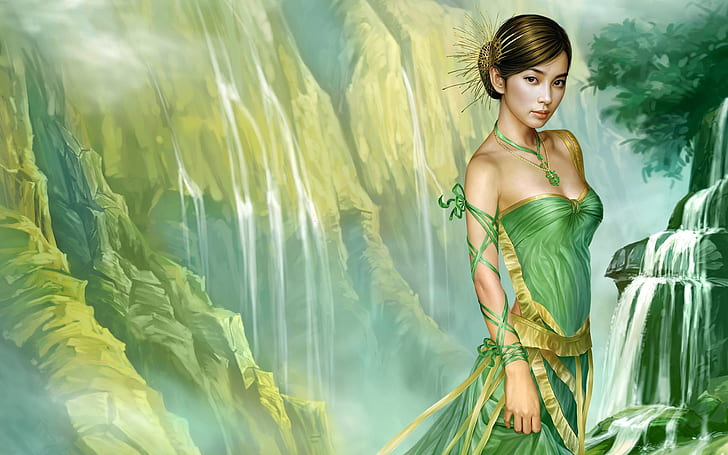 Gadis oriental rok hijau, Hijau, Rok, Oriental, Gadis, Wallpaper HD