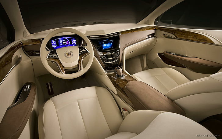2010 Cadillac XTS Platinum Concept İç mekan, bej araba orta konsol, iç mekan, 2010, konsept, cadillac, platin, araba, HD masaüstü duvar kağıdı