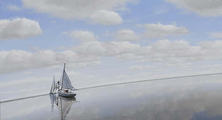 The Truman Show, boat, sea, sky, HD wallpaper