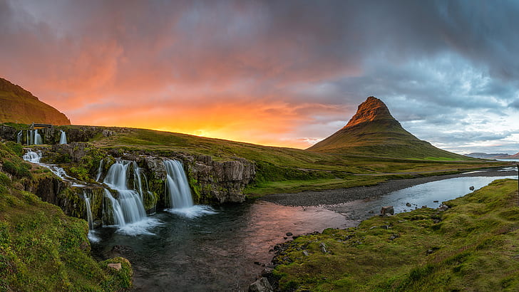 Kirkjufell Mountain In Iceland Kirkjufell Mountain On The North Coast Of Iceland’s Landscape Sunset Hd Desktop Wallpapers For Laptop Tablet And Mobile Phones, HD wallpaper