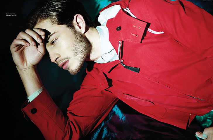 model, Top Fashion Male Models, Francisco Lachowski, red shirt, HD wallpaper