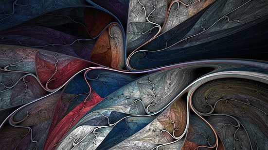 blaue, graue, rote, purpurrote und gelbe abstrakte Illustration, abstrakt, bunt, HD-Hintergrundbild HD wallpaper