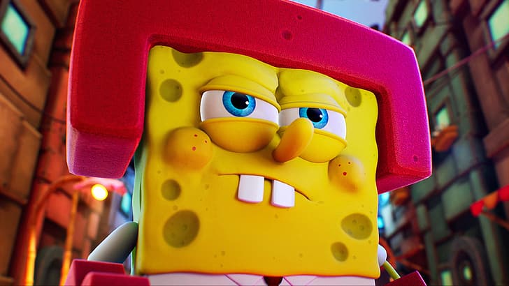 SpongeBob SquarePants: The Cosmic Shake, SpongeBob SquarePants, THQ Nordic, Purple Lamp Studios, spongebob, 4K, video game art, HD wallpaper