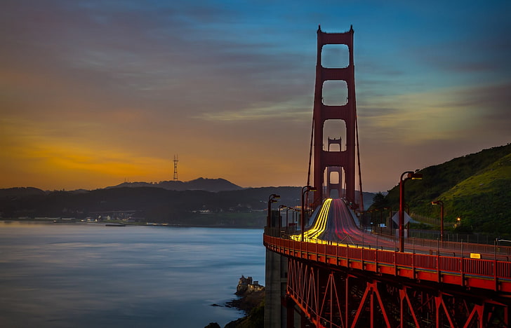 Golden Gate, ponte, San Francisco Bay, lunga esposizione, Golden Gate Bridge, Sfondo HD