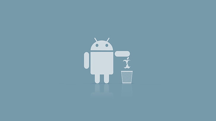 лого на android, Android (операционна система), минимализъм, прост фон, HD тапет