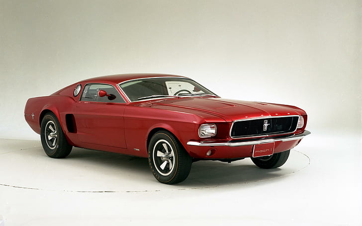 1966フォードマスタングマッハIコンセプト、赤フォードマスタング、コンセプト、フォード、マスタング、1966年、マッハ、車、 HDデスクトップの壁紙