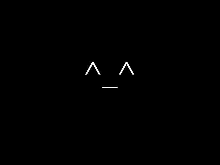 smiley blanco con fondo negro, minimalismo, Didact, Fondo de pantalla HD