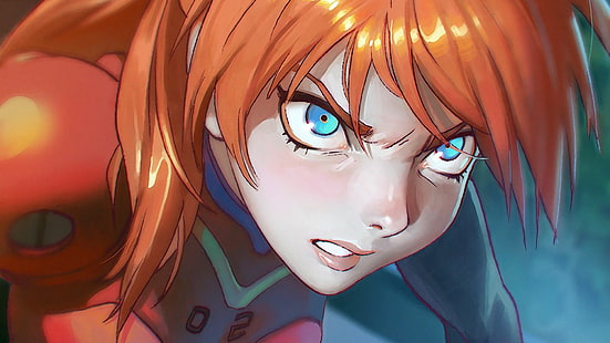 Illustration einer orangehaarigen Frau, Neon Genesis Evangelion, Asuka Langley Soryu, Ilya Kuvshinov, Anime-Mädchen, HD-Hintergrundbild HD wallpaper