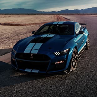 асфалт, син, Mustang, Ford, Shelby, GT500, 2019, HD тапет HD wallpaper