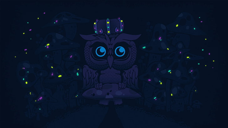 owl illustration, owl, black, bird, predator, HD wallpaper