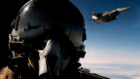 طيار مقاتل ، طائرة نفاثة رمادية ، مقاتلة ، طيار ، طائرات، خلفية HD HD wallpaper
