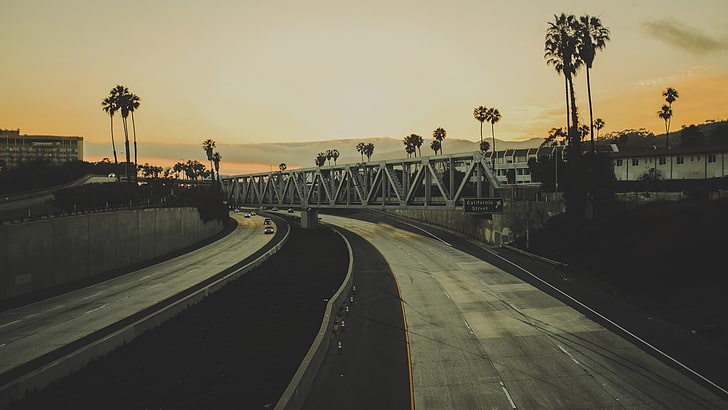 black asphalt road, ventura, california, usa, road, HD wallpaper