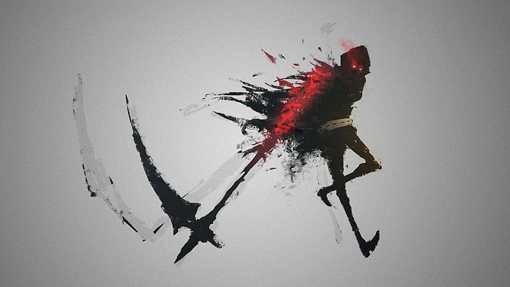 grim reaper painting, grim reaper digital wallpaper, artwork, concept art, simple background, fantasy art, dark, blood, HD wallpaper
