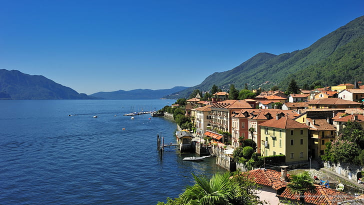 Cannero Riviera and Lake Maggiore, Italy, Europe, HD wallpaper