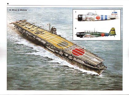 Krigsfartyg, japanska marinen, hangarfartyg, japanska hangarfartyg Hiryu, HD tapet HD wallpaper