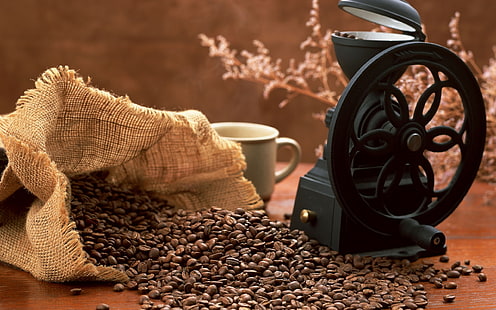 コーヒー豆、コーヒー、 HDデスクトップの壁紙 HD wallpaper