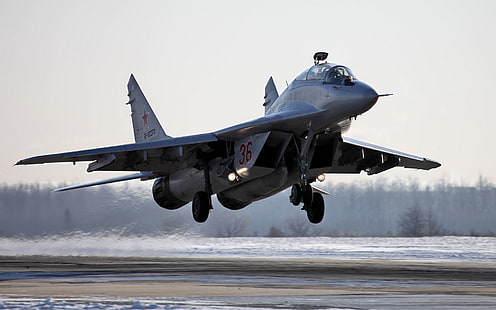avião a jato de caça cinza, aeronaves, militar, avião, Mikoyan MiG-29, força aérea russa, caça a jato, HD papel de parede HD wallpaper