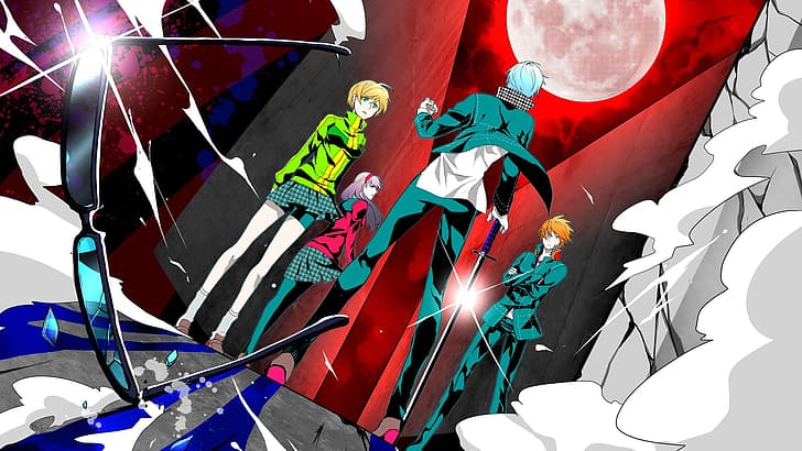 Persona 4, Persona series, protagonist, Chie Satonaka, Amagi Yukiko, Hanamura Yosuke, glasses, HD wallpaper