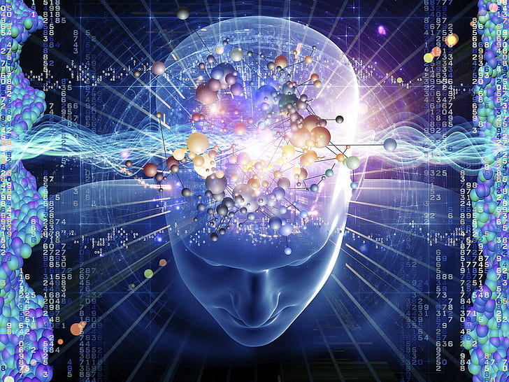 abstract, brain, Inspiration, matrix, mind, numbers, science, tech, HD wallpaper