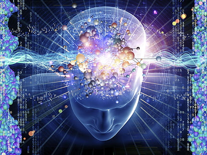 abstract, brain, inspiration, matrix, mind, numbers, science, tech, HD wallpaper HD wallpaper