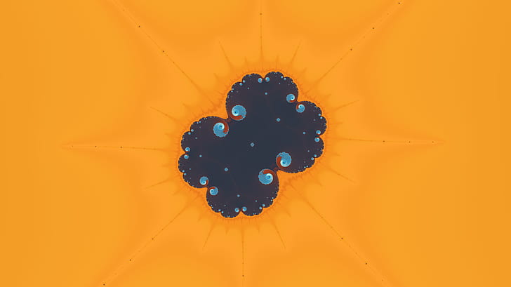 fractal, Mandelbrot, abstrato, fundo laranja, HD papel de parede