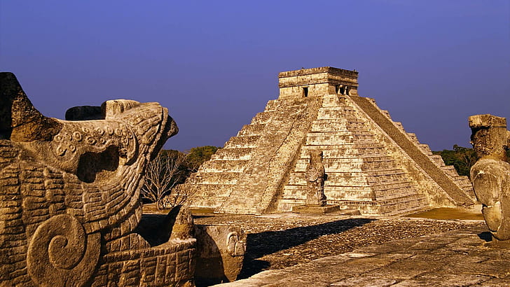 Chichen Itza Di Meksiko, kuil aztec, arsitektur, tengara, perjalanan, monumen, kuno, alam, dan lanskap, Wallpaper HD