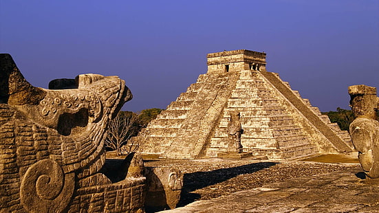Chichen Itza No México, templo asteca, arquitetura, marcos históricos, viagens, monumentos, antiguidade, natureza e paisagens, HD papel de parede HD wallpaper
