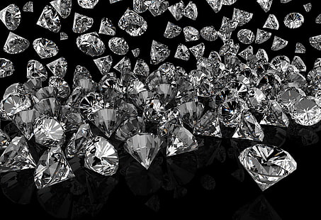 прозрачни скъпоценни камъни, диаманти, блясък, брилянтен, блясък, блясък, джем, HD тапет HD wallpaper