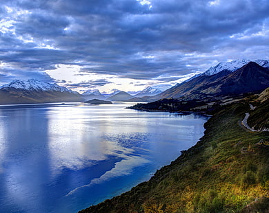 منظر آخر على الطريق إلى Glenorchy ، جبل أخضر بالقرب من البحيرة ، أوقيانوسيا ، نيوزيلندا ، كوينزتاون ، أوتاجو ، نيوزيلندا ، كوينزتاون ليكسديستريكت ، ماونتكريتون، خلفية HD HD wallpaper