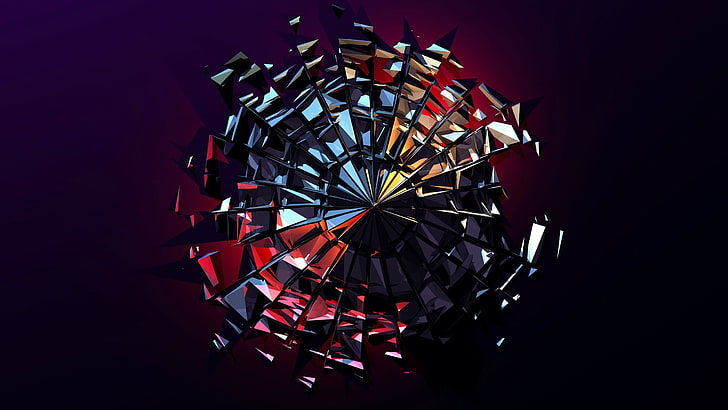 shattered glass illustration, abstract, HD wallpaper