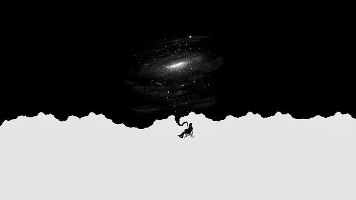 galassia bianca e nera tema illustrazione, astratto, universo, Sfondo HD