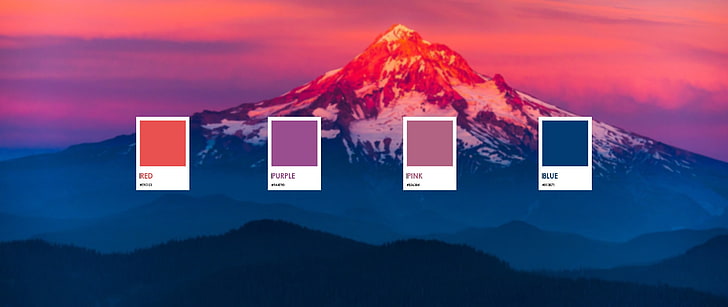 Mt. Fuji, red, landscape, nature, purple, pink, blue, mountains, HD wallpaper