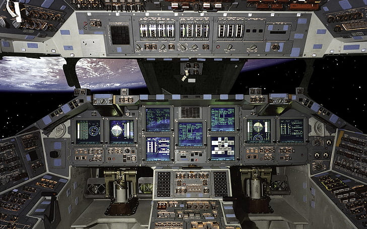 кабина космического челнока 1920x1200 Самолет Space HD Art, кабина, космический челнок, HD обои