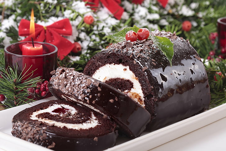 Food, Cake, Candle, Christmas, Dessert, Pastry, HD wallpaper