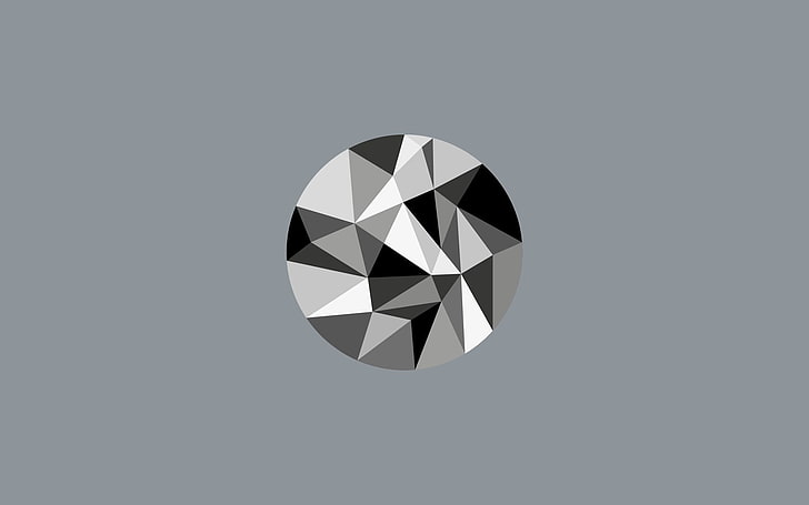 rundes graues und schwarzes Symbol, Kugel, Monochrom, Grau, abstrakt, HD-Hintergrundbild